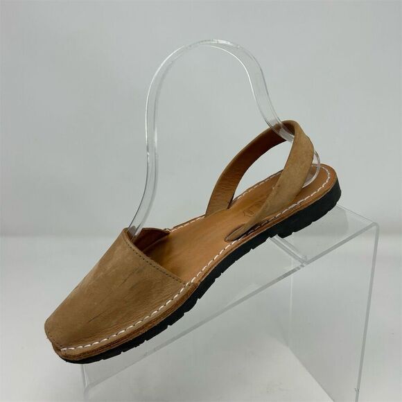 Ciutadella de Menorca Spain Avarcus Brown Leather Slingback Sandals Size 6 - Picture 3 of 13